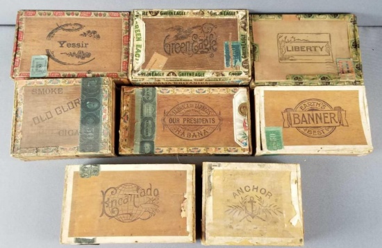 Group of 8 vintage patriotic cigar boxes