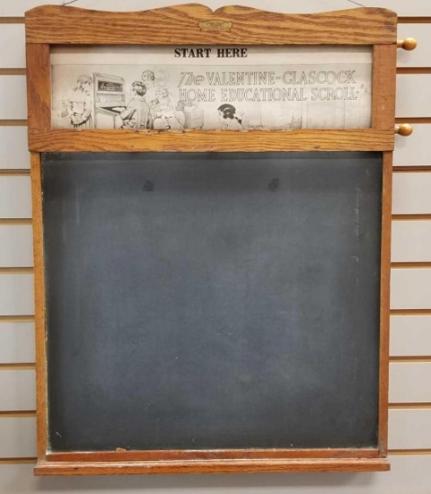 Antique Valentine-Glascock home educational scroll blackboard