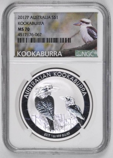 2017 P Australia Silver Kookaburra 1oz. (NGC) MS70