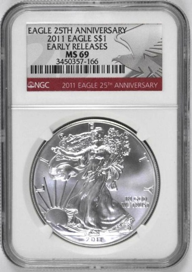 2011 American Silver Eagle 1oz. (NGC) MS69 Early Releases