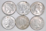 Group of (6) 1925 P Peace Silver Dollars