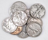 Group of (10) Walking Liberty Silver Half Dollars
