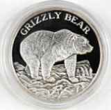 North American Wildlife Series 2oz. .999 Fine Silver Grizzly Bear Round