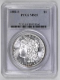 1881 S Morgan Silver Dollar (PCGS) MS65