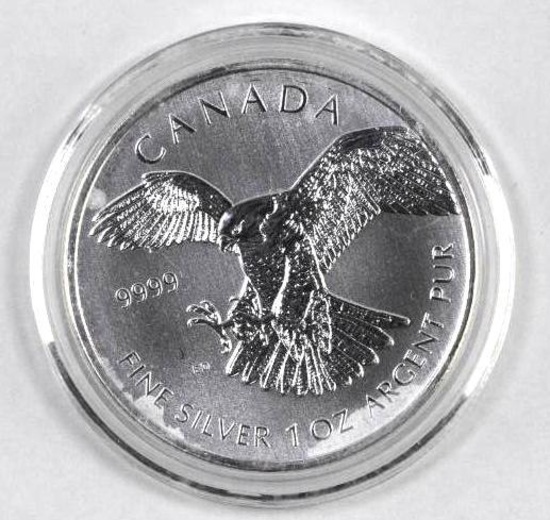 2014 Canada $5 Peregrine Falcon 1oz .9999 Fine Silver