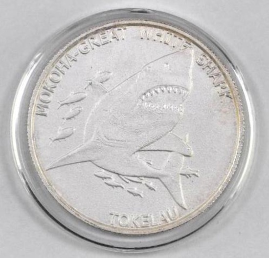 2015 Tokelau $5 Great White Shark 1oz. .999 Fine Silver