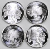 Group of (4) Golden State Mint 1oz. Silver Indian/Buffalo Round