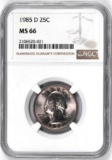 1985 D Washington Quarter (NGC) MS66