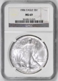 1986 American Silver Eagle 1oz. (NGC) MS69