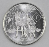 2015 Year of the Goat 1oz. .999 Fine Silver Round