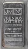 Johnson Matthey 10oz. .999 Fine Silver Ingot/Bar