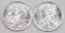 Group of (2) 1987 American Silver Eagle 1oz