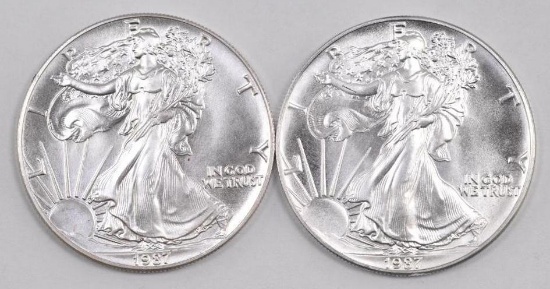 Group of (2) 1987 American Silver Eagle 1oz