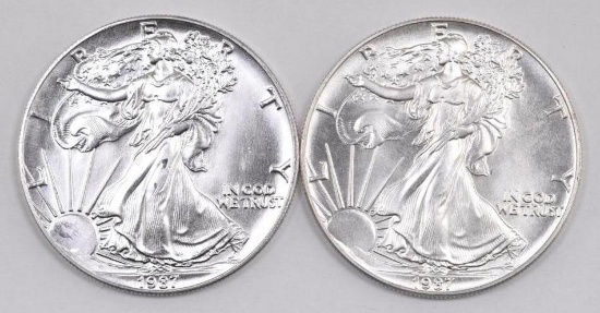 Group of (2) 1987 American Silver Eagle 1oz