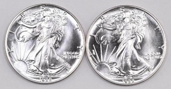 Group of (2) 1988 American Silver Eagle 1oz