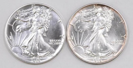 Group of (2) 1989 American Silver Eagle 1oz
