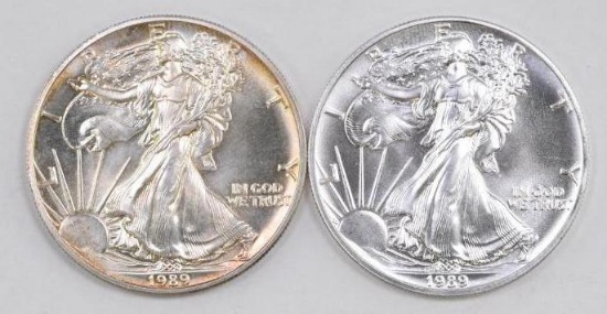 Group of (2) 1989 American Silver Eagle 1oz