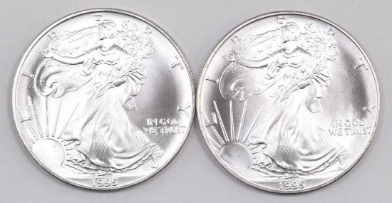 Group of (2) 1995 American Silver Eagle 1oz