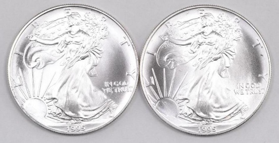 Group of (2) 1995 American Silver Eagle 1oz