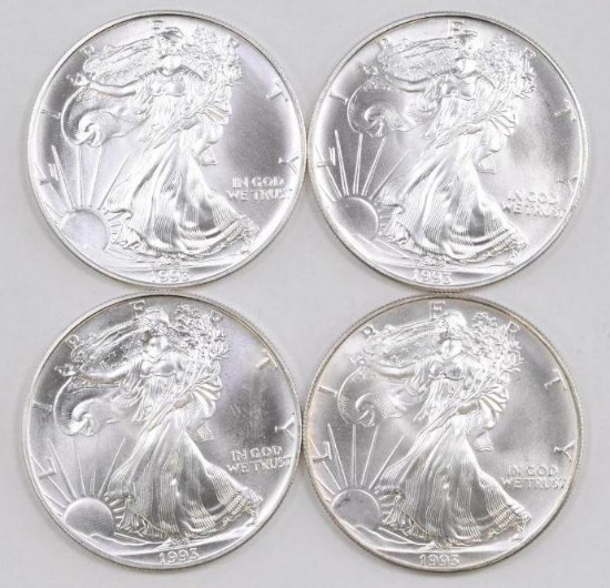 Group of (4) 1993 American Silver Eagle 1oz