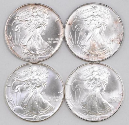 Group of (4) 1995 American Silver Eagle 1oz