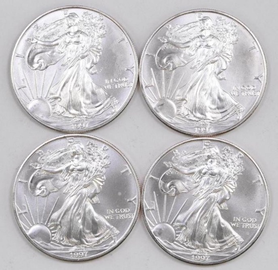 Group of (4) 1997 American Silver Eagle 1oz