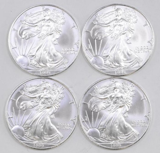Group of (4) 1999 American Silver Eagle 1oz