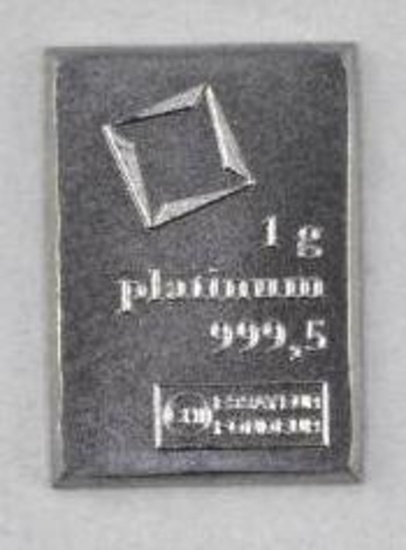 Essayeur Fondeur 1 Gram .9995 Fine Platinum Ingot / Bar.