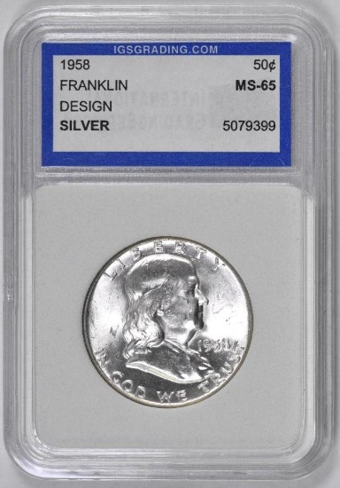 1958 P Franklin Silver Half Dollar (IGS) Certified