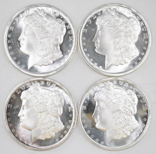 Group of (4) Morgan Style 1oz. .999 Fine Silver Rounds