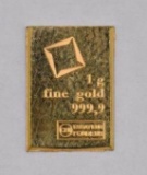 Essayeur Fondeur 1 Gram .999 Fine Gold Ingot / Bar