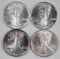 Group of (4) 1991 American Silver Eagle 1oz