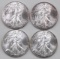 Group of (4) 2002 American Silver Eagle 1oz.