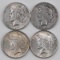 Group of (4) Peace Silver Dollars