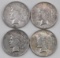 Group of (4) Peace Silver Dollars