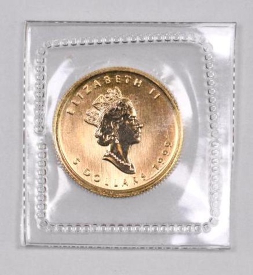 1999 $5 Canada Maple Leaf 1/10thoz. .9999 Fine Gold