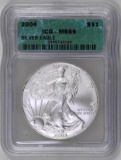 2004 American Silver Eagle 1oz. (ICG) MS69
