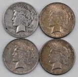 Group of (4) Peace Silver Dollars