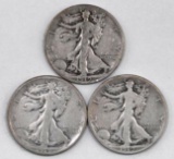 1919 P, D & S Walking Liberty Silver Half Dollars