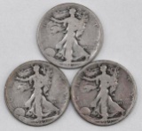 Group of (3) Walking Liberty Silver Half Dollars