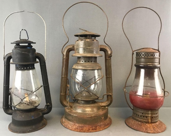 Group of 2 vintage oil lanterns