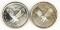 (2) World Trade Units .999 fine 1 oz silver rounds