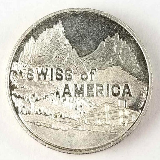 Swiss Of America - Odd Size Silver Round 2.5 Oz. 1974 Draper Mint .999 Fine