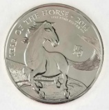 2014 Year Of The Horse 1oz 999 Silver 2 Pound Britain Round