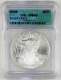 2008 Silver US American Eagle MS69 ICG