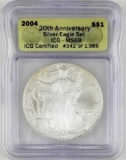 2004 Silver US American Eagle MS69 ICG 20th Anniversary