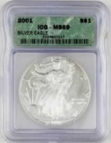 2001 Silver US American Eagle MS69 ICG