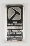 10 oz .999 fine Silver Bar Pan American Silver Corp