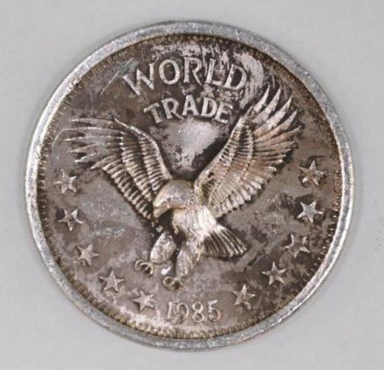 1985 World Trade 1oz. .999 Fine Silver Round