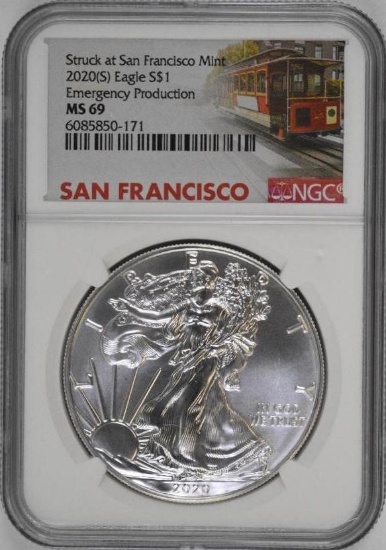 2020 S American Silver Eagle 1oz. (NGC) MS69